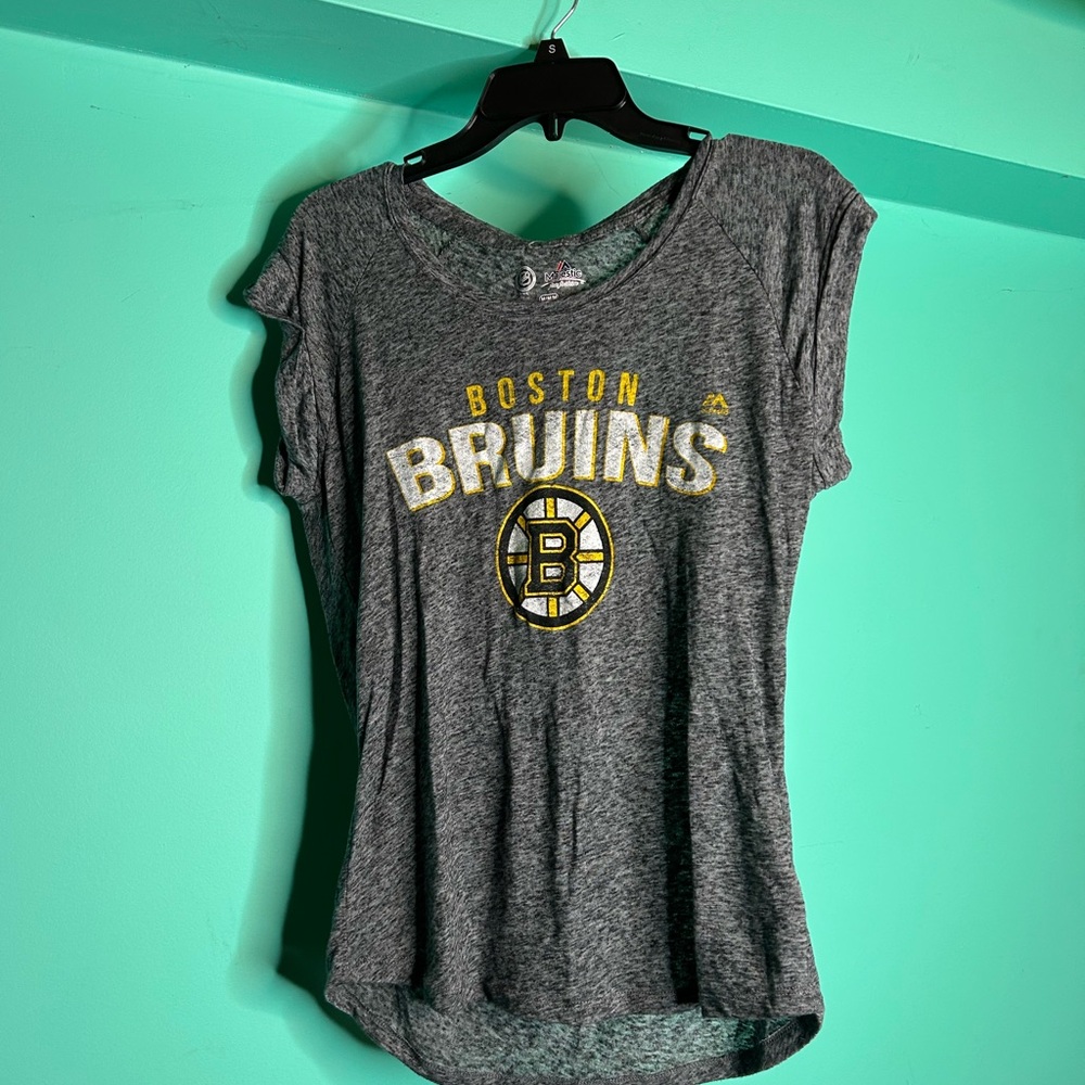 Majestic Gray T-Shirt with Yellow Boston Print
